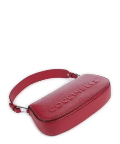 Myrtha Maxi Logo Schultertasche genarbtes Leder rot