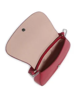 Myrtha Maxi Logo Schultertasche genarbtes Leder rot