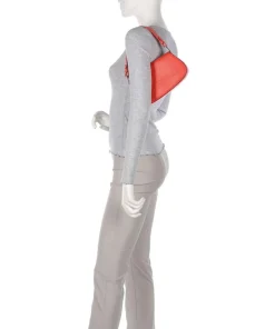 Myrtha Maxi Logo Schultertasche genarbtes Leder orange