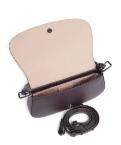 Myrtha Maxi Logo Schultertasche genarbtes Leder pflaume