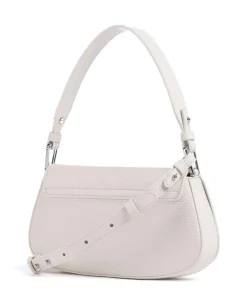 Myrtha Maxi Logo Schultertasche genarbtes Leder weiß