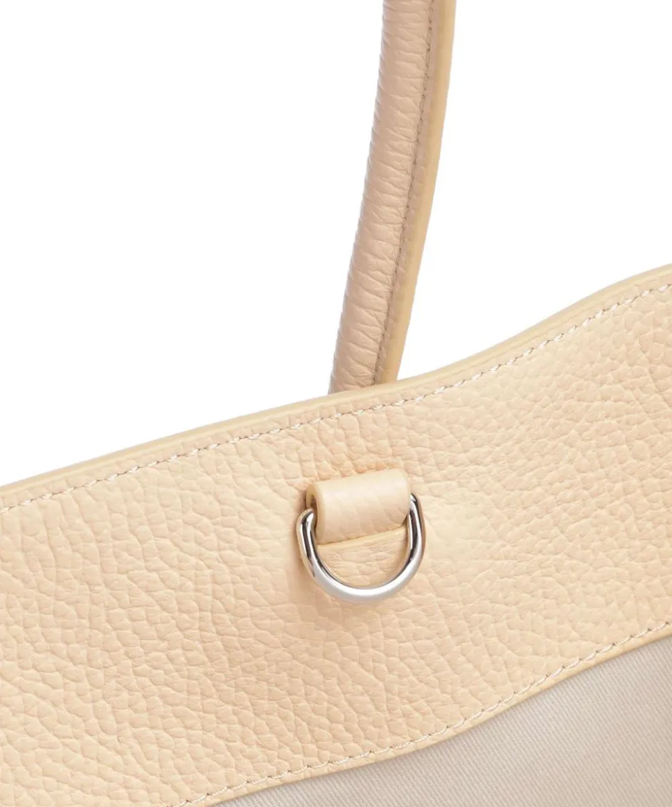 Myrtha Maxi Logo Shopper genarbtes Leder natur