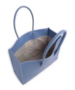 Myrtha Maxi Logo Shopper genarbtes Leder blau