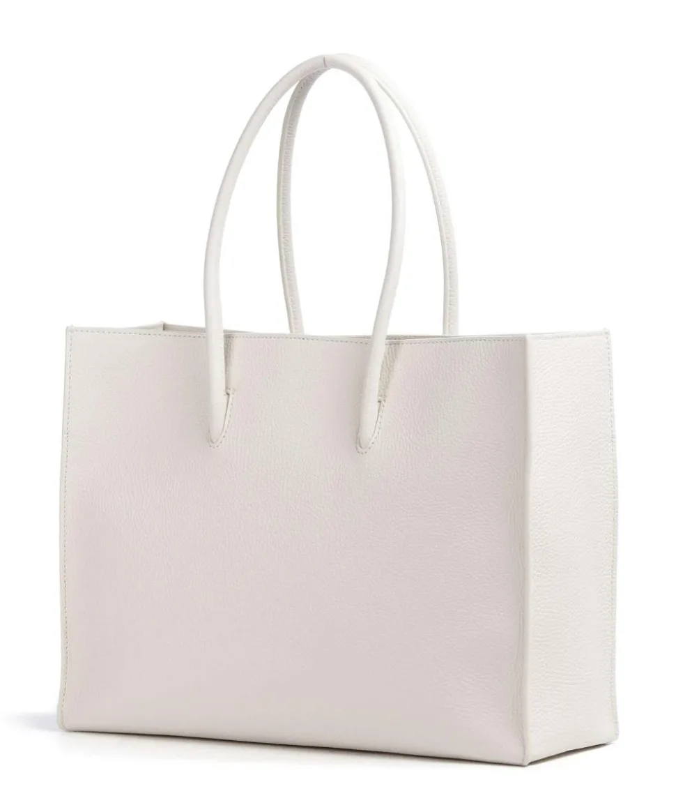 Myrtha Maxi Logo Shopper genarbtes Leder weiß