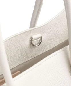 Myrtha Maxi Logo Shopper genarbtes Leder weiß