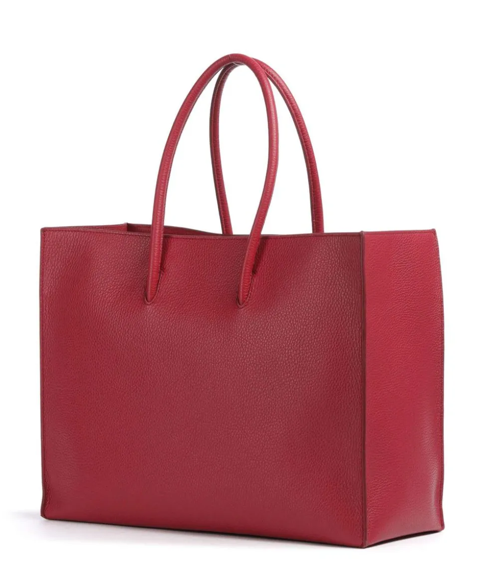 Myrtha Maxi Logo Shopper genarbtes Rindsleder rot