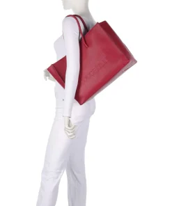 Myrtha Maxi Logo Shopper genarbtes Rindsleder rot