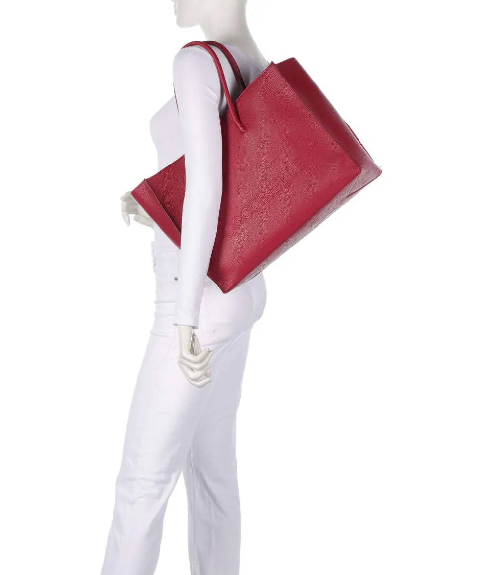 Myrtha Maxi Logo Shopper genarbtes Rindsleder rot