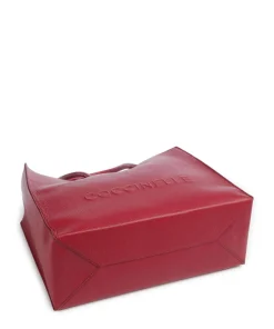 Myrtha Maxi Logo Shopper genarbtes Rindsleder rot