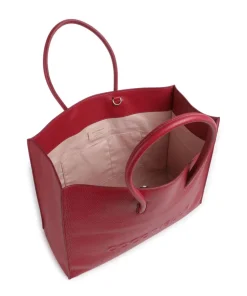 Myrtha Maxi Logo Shopper genarbtes Rindsleder rot