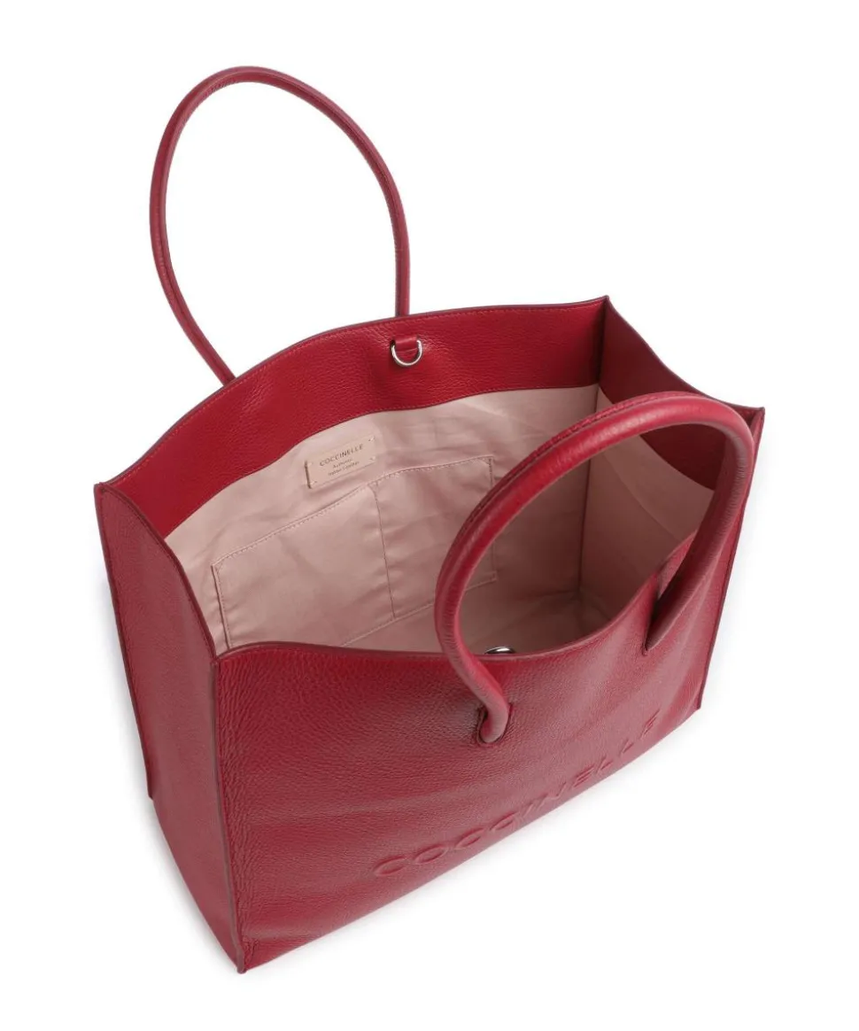 Myrtha Maxi Logo Shopper genarbtes Rindsleder rot