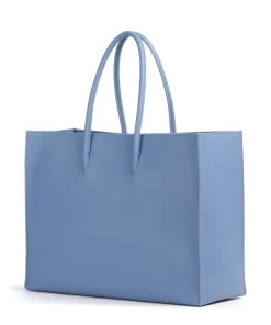 Myrtha Maxi Logo Shopper genarbtes Rindsleder blau