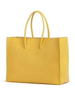 Myrtha Maxi Logo Shopper genarbtes Rindsleder gelb