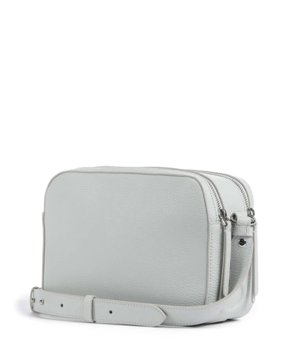 Myrtha Maxi Logo Umhängetasche genarbtes Rindsleder hellblau