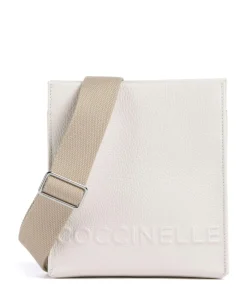 Myrtha Maxi Logo Umhängetasche genarbtes Leder weiß