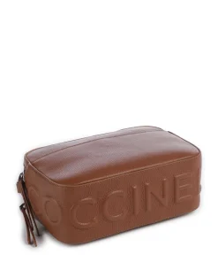 Myrtha Maxi Logo Umhängetasche genarbtes Rindsleder braun