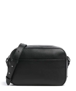 Myrtha Maxi Logo Umhängetasche genarbtes Rindsleder schwarz