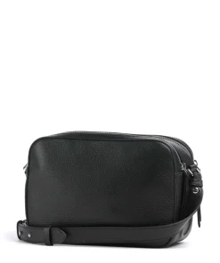 Myrtha Maxi Logo Umhängetasche genarbtes Rindsleder schwarz