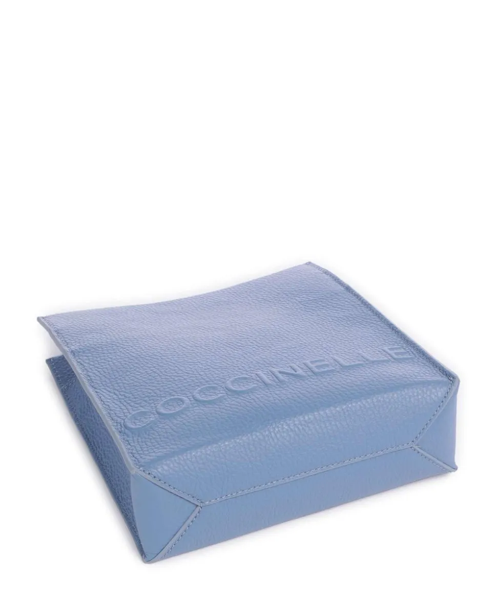 Myrtha Maxi Logo Umhängetasche genarbtes Leder blau