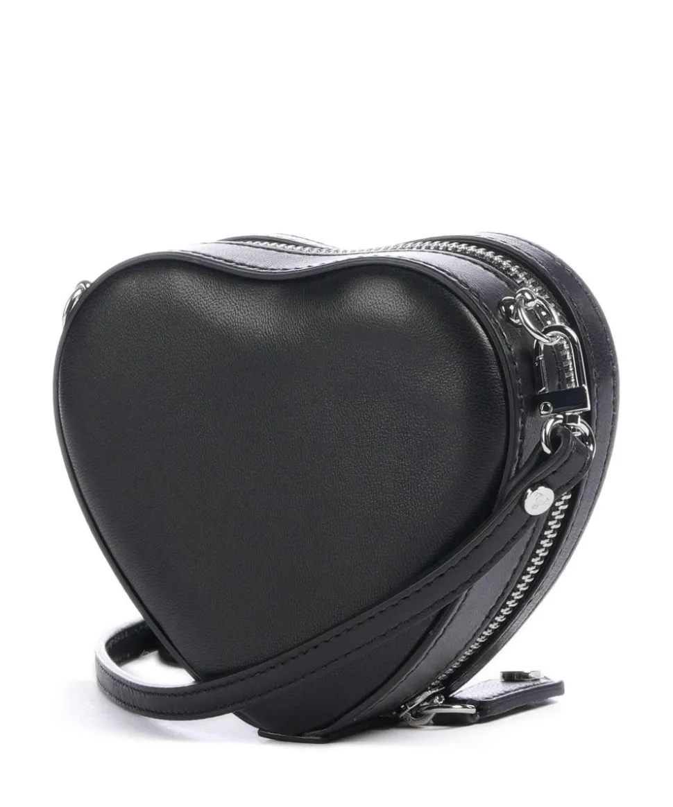 Nappa Mini Heart Umhängetasche Lammleder schwarz