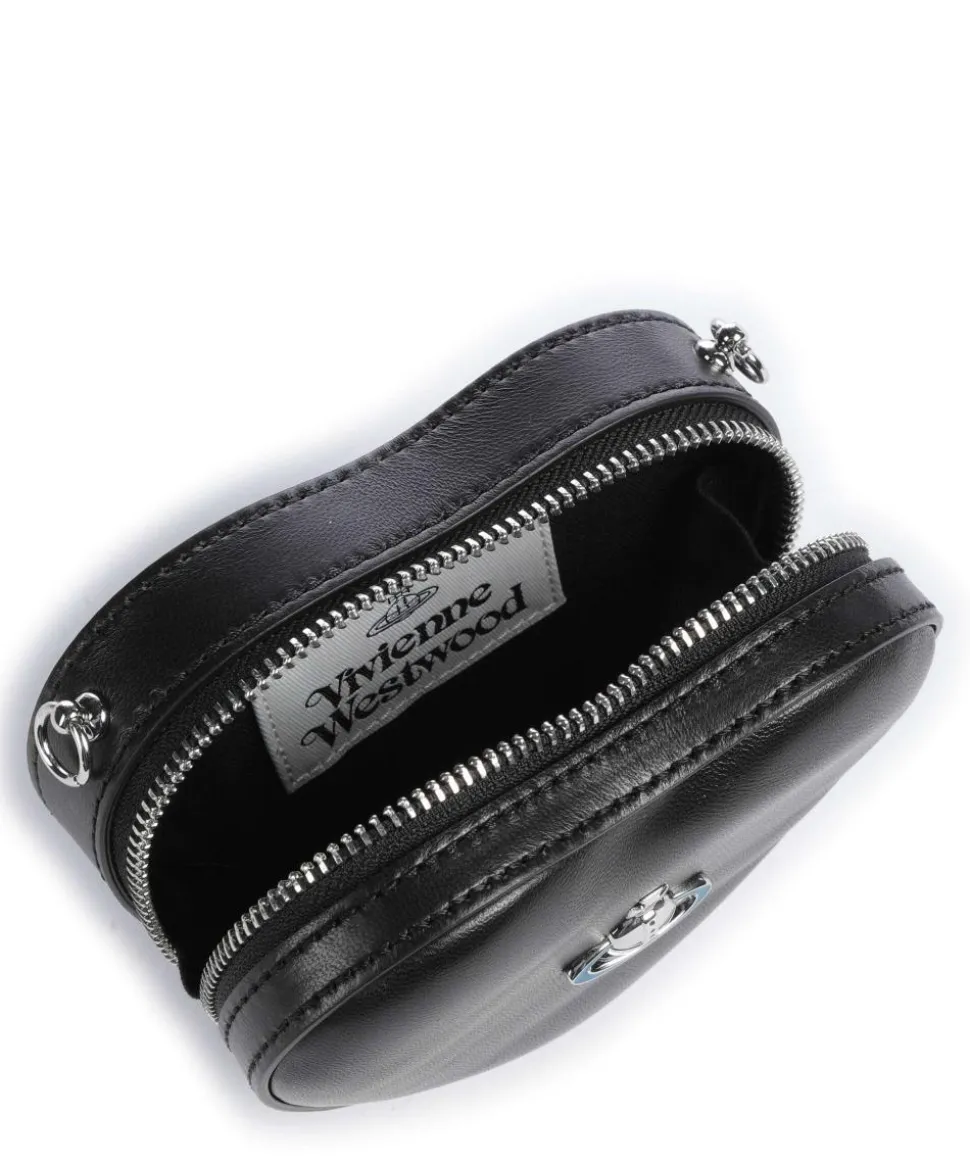 Nappa Mini Heart Umhängetasche Lammleder schwarz