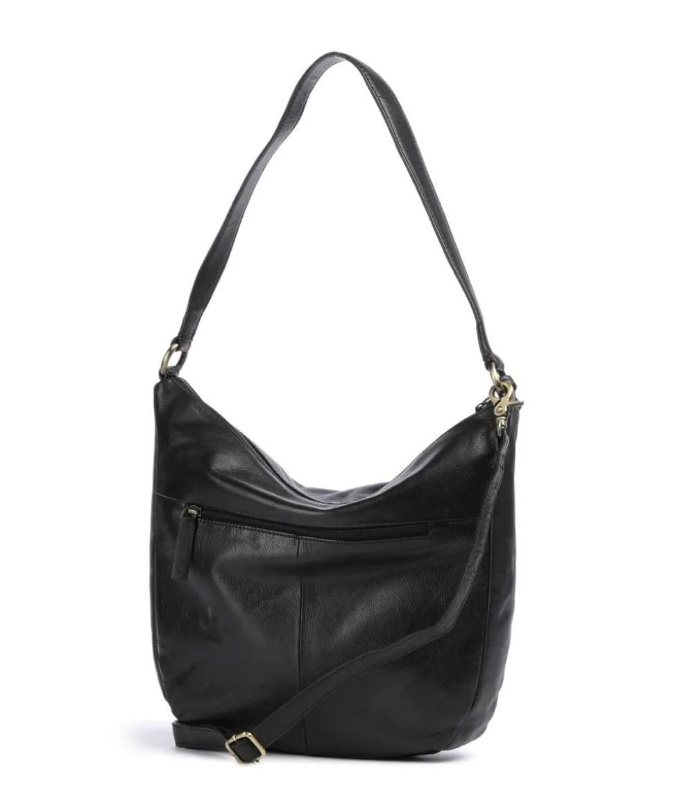 Natural Norah Beuteltasche genarbtes Rindsleder schwarz