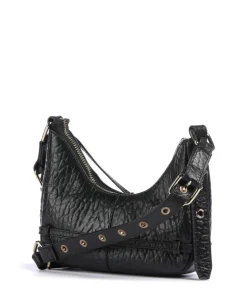 New Zealand Palma Belt Umhängetasche geprägtes Leder schwarz