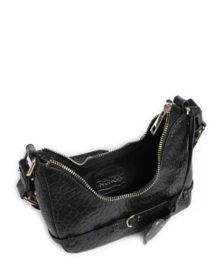 New Zealand Palma Belt Umhängetasche geprägtes Leder schwarz