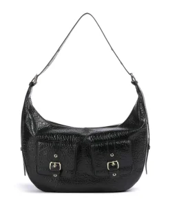 New Zealand Stella Pocket Beuteltasche genarbtes Leder schwarz