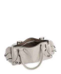 Nika Lack Distressed M Schultertasche Rindsleder elfenbein