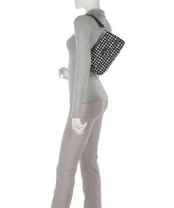 Noel Schultertasche recyceltes Polyester schwarz/weiß