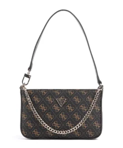 Noelle Q Logo Schultertasche Lederimitat dunkelbraun