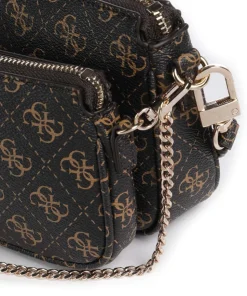 Noelle Q Logo Schultertasche Lederimitat dunkelbraun