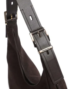 Nolita Large Beuteltasche aufgerautes Rindsleder dunkelbraun