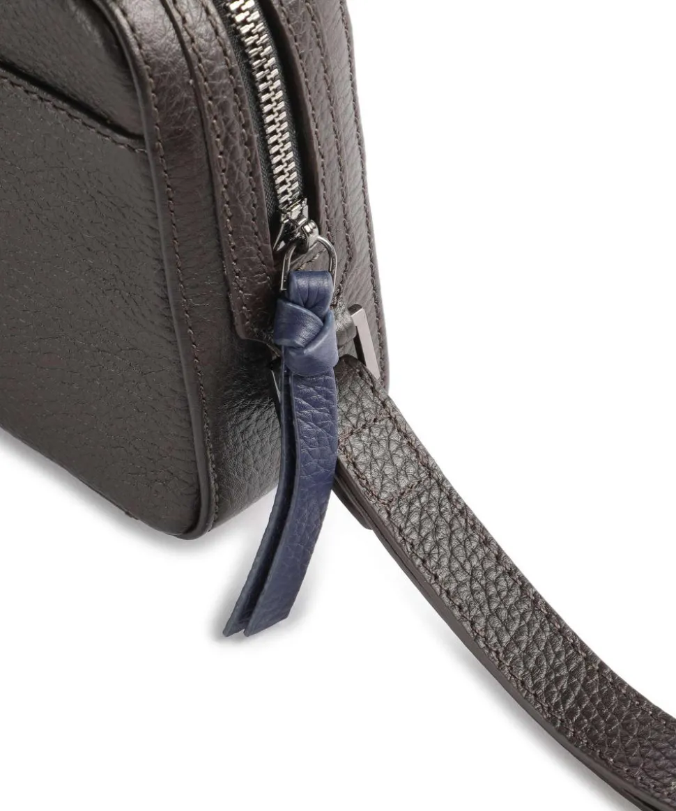 Novara Handgelenktasche genarbtes Rindsleder dunkelbraun