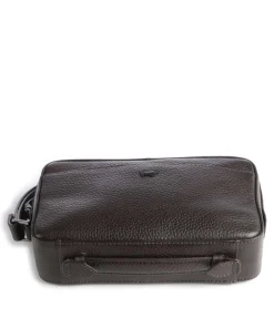 Novara Handgelenktasche genarbtes Rindsleder dunkelbraun