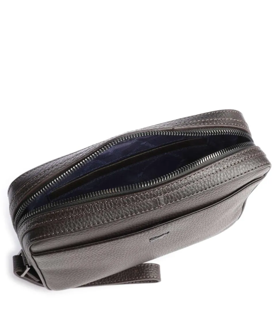 Novara Handgelenktasche genarbtes Rindsleder dunkelbraun