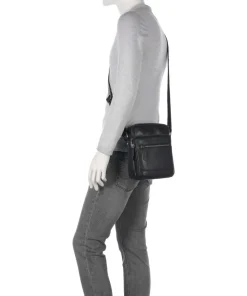 Novum Amantea Umhängetasche fein genarbtes Rindsleder schwarz