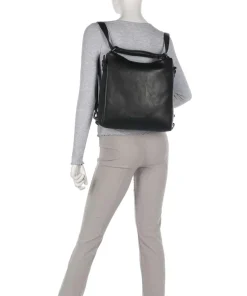 Novum Letizia Rucksack-Tasche Leder schwarz