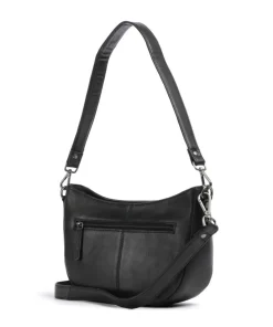 Novum Valentano Schultertasche fein genarbtes Rindsleder schwarz