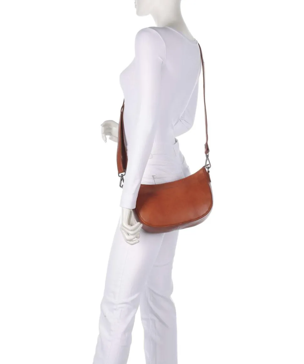 Novum Valentano Schultertasche fein genarbtes Rindsleder cognac