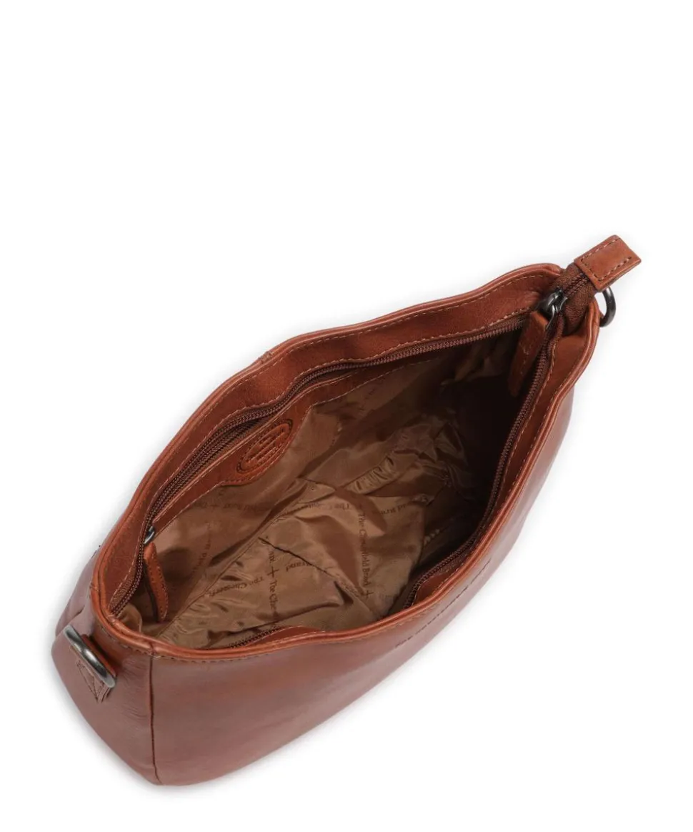Novum Valentano Schultertasche fein genarbtes Rindsleder cognac