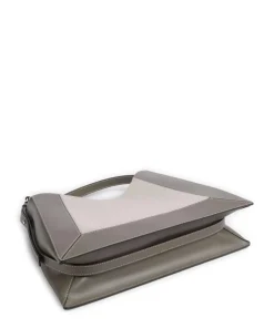 Nuvola L Beuteltasche Canvas, fein genarbtes Leder beige/grau