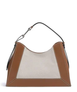 Nuvola L Beuteltasche Canvas, fein genarbtes Leder beige/braun