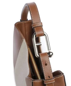 Nuvola L Beuteltasche Canvas, fein genarbtes Leder beige/braun