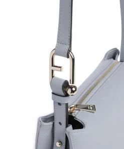 Nuvola S Umhängetasche genarbtes Leder hellblau