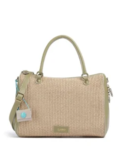 Oceania Karima Handtasche Polyamide, genarbtes Kalbsleder beige/grün