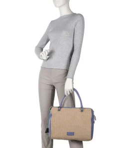 Oceania Karima Handtasche Polyamide, genarbtes Kalbsleder beige/blau