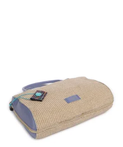 Oceania Karima Handtasche Polyamide, genarbtes Kalbsleder beige/blau