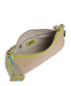 Oceania Pepita Schultertasche Bast, genarbtes Kalbsleder beige/grün